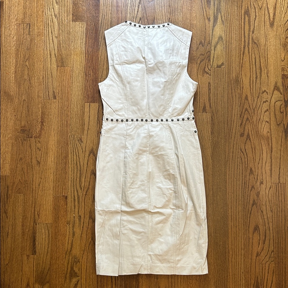 bebe Off White Studded Leather Midi Dress Sz M - Picture 2 of 8